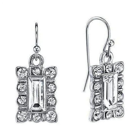1928 Jewelry Crystal Rectangle Drop Earrings
