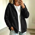thumbnail image 2 of Edvintorg Women's Jackets Loose Zip up Long Sleeve Coat Fall Winter Casual Hooded Outerwear with Pocket Women's Clothes S-2XL Black, 2 of 9
