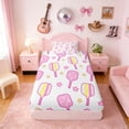 thumbnail image 4 of Erosebridal Pink Flower Pickleball Twin Sheet Sets, Cute Sport Bedding for Girls and Boys, 3pcs, 1 Flat Sheet, 1 Fitted Sheet and 1 Pillowcase, 4 of 6