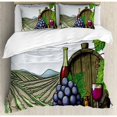 thumbnail image 3 of Wine Duvet Cover Set Queen Size, Landscape with Views of Vineyards Grapes Leaves Drink Barrel Agriculture Field Farm, Decorative 3 Piece Bedding Set with 2 Pillow Shams, Multicolor, by Ambesonne, 3 of 3