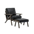 thumbnail image 2 of Guyou Mid Century Accent Chair and Ottoman Set, Upholstered Faux Leather Armchair Comfy Single Sofa Lounge Chair with Wooden Frame for Fireplace Bedroom Living Room Study, Black, 2 of 13
