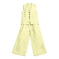 thumbnail image 7 of NMMUED Women's Linen 2 Piece Outfits Summer Vest Suit Sets Wide Leg Pants Business Casual Vacation Work Sets Light Yellow L, 7 of 7