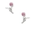 thumbnail image 2 of Delight Jewelry Silvertone Winged Shoe - Mascot Pink Crystal Clip on Earrings, 2 of 5