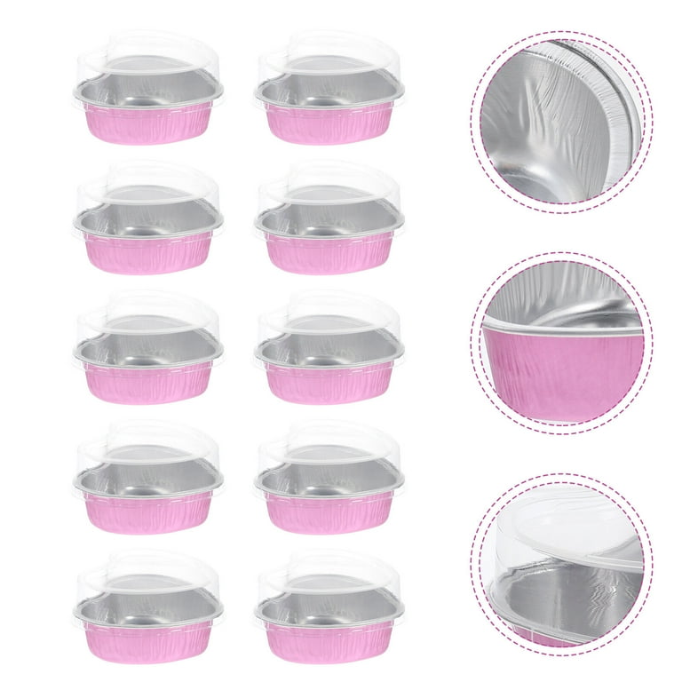 10pcs Heart-shaped Cake Pan With Lid For Baking Cake Cup