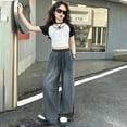 thumbnail image 3 of Girls' Pants Elastic Waist Wide Leg Baggy Pants Pants for Teen Girls Clothes for Girls 13-14 Years Girls Fashion, 3 of 3