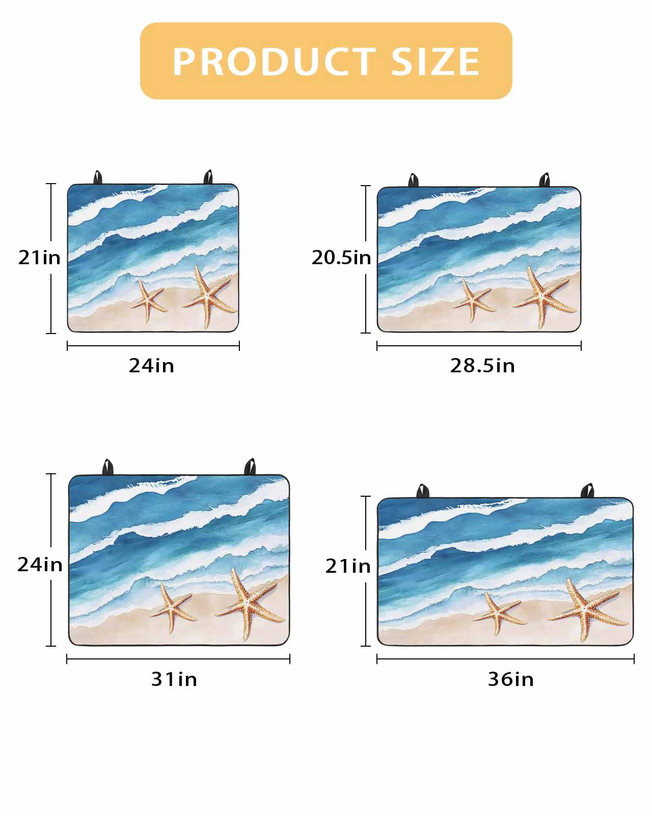 nqOlkjepod Large Induction Cooktop Protector Mat 24"x21", Blue Coastal Stove Top Covers for Electric Stove, Summer Beach Waves Nautical Starfish Stove Burner Cover Mats, Glass Top Stove Cover