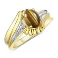 thumbnail image 6 of RYLOS Rings for Women 14K Gold Plated Silver Swirl Z Ring 7X5MM Oval Gemstone &  Diamond Rings November Tiger Eye Jewelry Size 10, 6 of 7