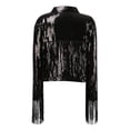 thumbnail image 4 of Tops de Manga Larga de las Mujeres Casual Color Sólido Suelto Lentejuelas Fringe Top Blazer para el Ocio Diario, 4 of 9