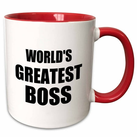 3dRose Worlds Greatest Boss. black text. great design for the best boss ever - Two Tone Red Mug, (The Best Text Tones)
