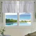 thumbnail image 3 of Light Grey Striped Farmhouse Short Window Curtain Valances, White Simple Neutral Modern Rod Pocket Kitchen Valances for Living Room Bedroom Bathroom Cafe 60" x 18", 3 of 8