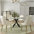 thumbnail image 2 of LovingAHome 53" Round Faux Marble Dining Table Set for 6 White Sintered Stone Top with Dining Chairs, 2 of 8