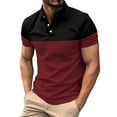 thumbnail image 2 of Golf Shirts for Men Color Block Pollover Men's Polo Shirts Short Sleeve Heathy Moisture Wicking Casual Collared Shirts Button Down with Pockets Polo T Shirts for Men, 2 of 5