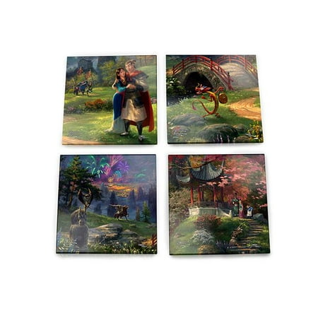 

Trend Setters SPCSTR981 Thomas Kinkade Mulan Blossoms of Love StarFire Prints Glass Coaster Set