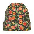 thumbnail image 7 of Xecao Fruits Peach Print Beanie Knitted Hat for Men Women, Winter Fashion Knit Cuffed Caps Unisex, 7 of 7