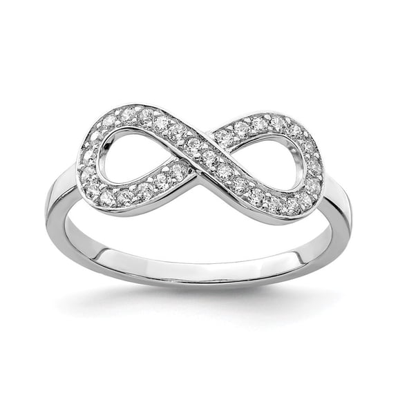 Sterling Silver With Cubic Zirconia Infinity Ring - Size 8 - Measures 7mm Wide