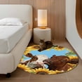 thumbnail image 2 of Round Area Rug 4 Ft, Sunflower Cows Washable Non-Slip Circle Carpet for Living Room/Bedroom, Yellow Floral Watercolor Botanical Summer Low-Profile Crawling Mats Collection Rugs for Indoor, 2 of 8