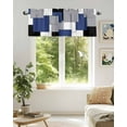 thumbnail image 6 of Window Valance for Kitchen, Navy Blue Color Block Rod Pocket Curtain Valances Short Curtains Drapes Panel, Grey Plaid Abstract Geometric Window Treatment Topper for Bathroom Bedroom 54x18in, 6 of 7