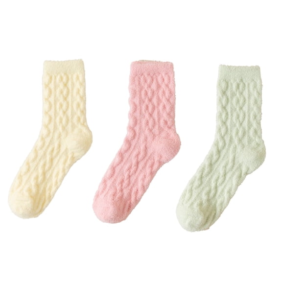 DESIGNICE 2026 New 3Pairs Socks Snuggly Fuzzy Socks for Cold Nights Plush Long Socks for Maximum Comfort Ideal Footwear for Relaxing Indoors for Lounging Bedroom Indoor Cozy Style7