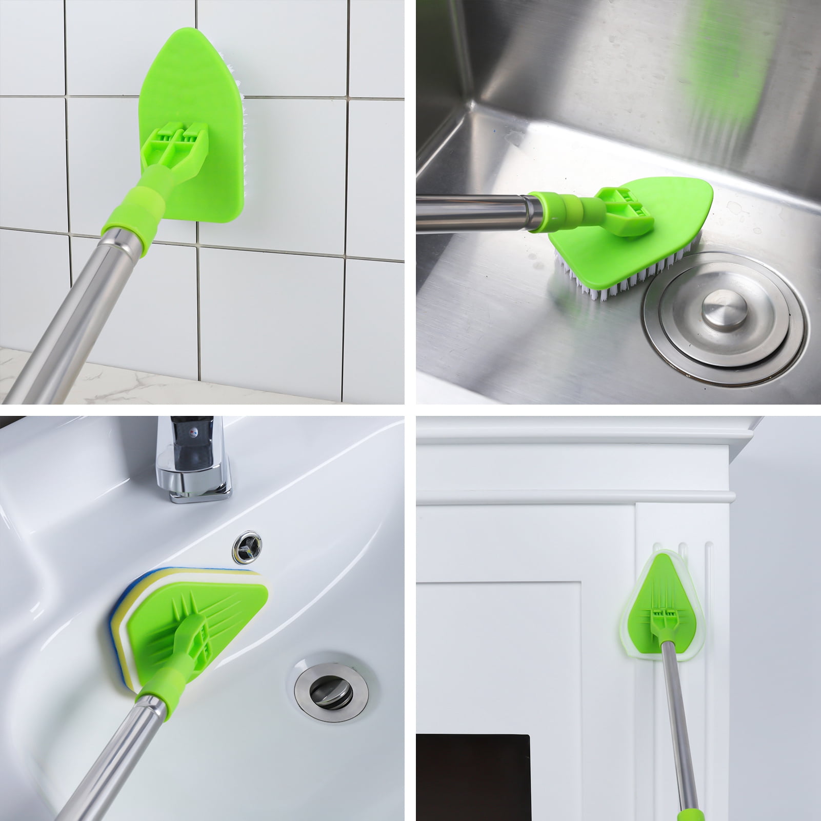 Armscye Long Handled Scrub Brush for Shower, 35'' Tub Cleaning Scrubber Brush Set, Adjustable Long Handle Scrub Brush for Cleaning Bathtub Wall Bathroom Glass Toilet