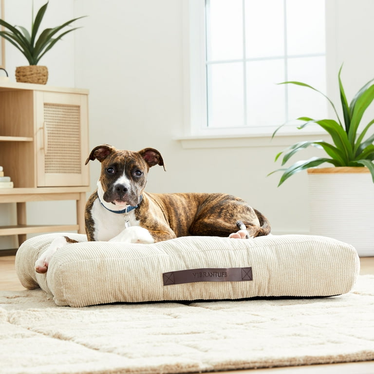 Vibrant Life Cord Tufted Pet Bed Cream, 32x32 Inches, Supportive