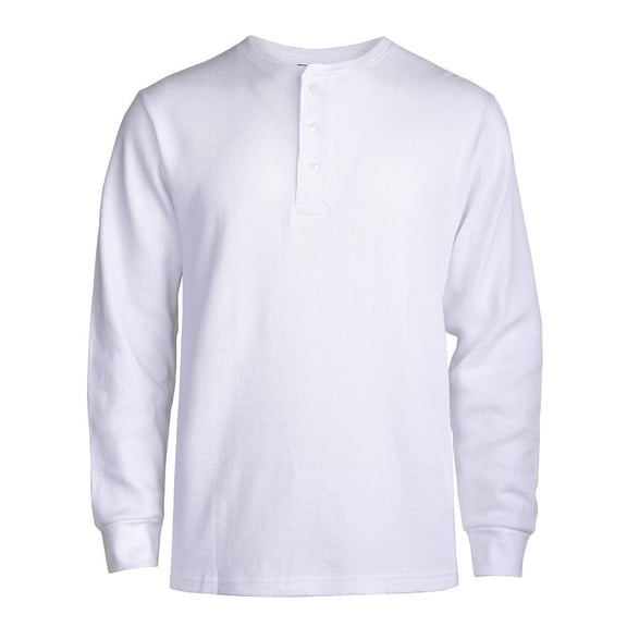Knocker Men's Classic Waffle Knit Medium Weight Thermal 3-Buttons Henley Long Sleeve Tee Shirts Top