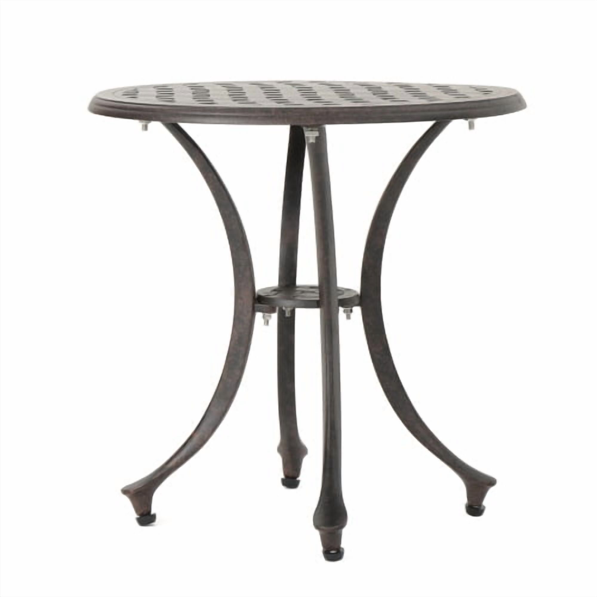 Side Table 19 Inch, Outdoor Cast Aluminum Table for Patio Balcony Garden, Bronze