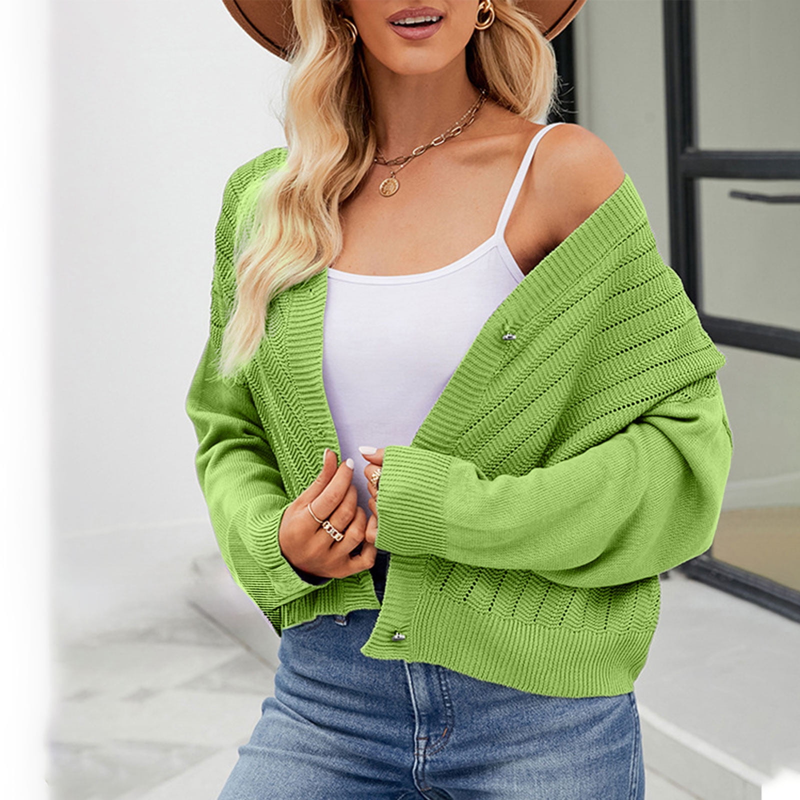 Zeagoo Womens Sweaters Casual Long Sleeve V Neck Lightweight
