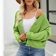 thumbnail image 5 of Idoravan Green Cardigan for Women Women's Color Hollowed Out Knitted Cardigan Loose V-neck Long Sleeved Cardigan Tops, 5 of 6
