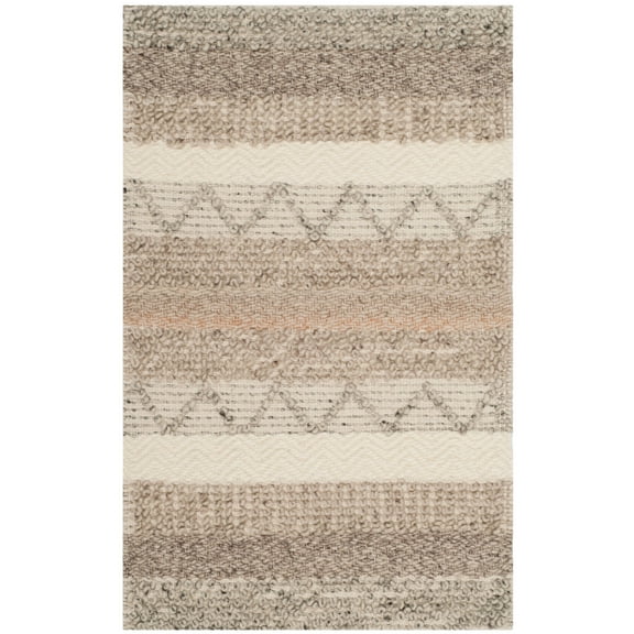 SAFAVIEH Natura Rylan Braided Striped Wool Runner Rug, Beige, 2'3" x 10'