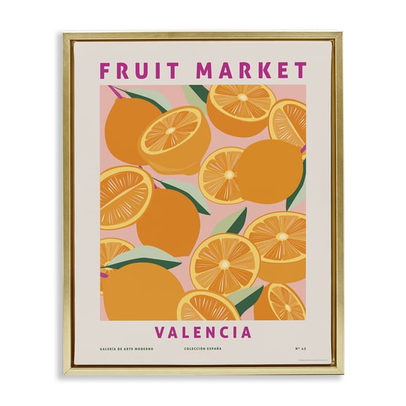 Stupell Industries Fruit Market Oranges Food & Beverage Painting Gold Floater Framed Canvas Art Print Wall Art, 17 x 21