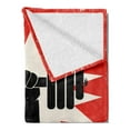 thumbnail image 2 of Fitness Soft Flannel Fleece Throw Blanket, Grunge Display of Hand Lifting Dumbbell Effect Workout Vintage Design, Cozy Plush for Indoor and Outdoor Use, 60" x 80", Vermilion Black Cream, by Ambesonne, 2 of 5