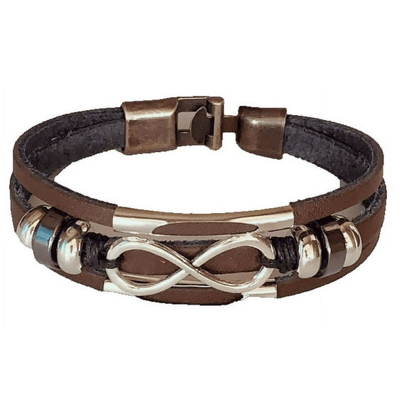 Infinity Love Symbol Charm Men's Women's Leather Bracelet Bangle Cuff Wristband