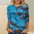 thumbnail image 1 of Jusqu'à 30 % de Réduction DYTTDG T-shirt Grande Taille pour Femmes Manches 3/4 Hauts Imprimés Col Rond Blouse Décontractée Ample Hauts pour Femmes, 1 of 5