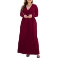 thumbnail image 5 of PCEAIIH Women's Long Sleeve Plus Size Dress Casual Maxi Dresses XL-5XL Soft with Pockets, 5 of 6