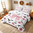 thumbnail image 3 of Erosebridal Cute Lace Bow Bed Spread Queen, Happy Halloween Pumpkin Bat Queen Coverlet Set for Girls, White Baby Pink, 3pcs 1 Quilt and 2 Pillowcases, 3 of 7