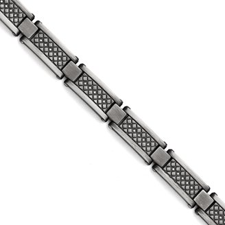 Metro Jewelry Men's Diamond Accent Link Bracelet - 12mm Wide Stainless Steel, Black Ion Plated, 8.5 Inch