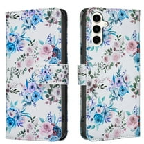 ELEHOLD Flip Wallet Phone Case For Samsung Galaxy A15, Cute Butterfly Floral PU Leather Elegant Folio Design Card Slots, Kickstand  Magnetic ClosureShockproof Case Cover ,F