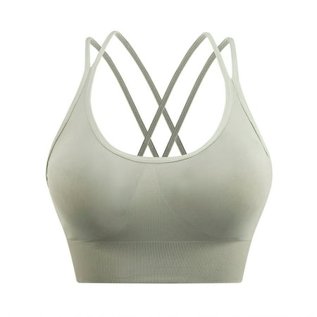 

Strappy Sports Bra for Women Longline Medium Impact Criss Cross Back Padded Workout Running Yoga Crop Tops