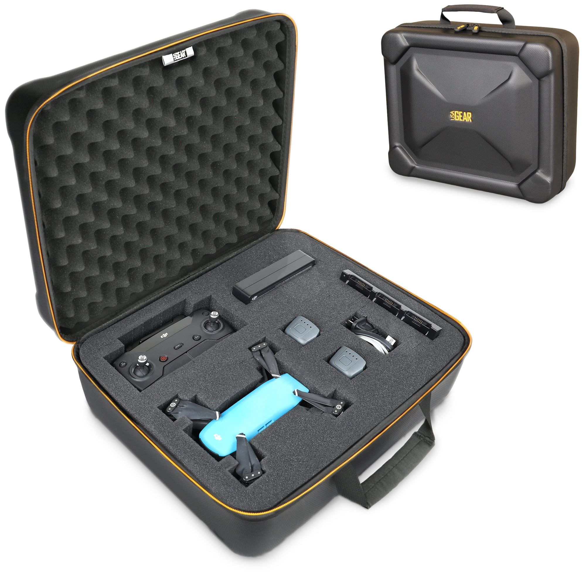 USA GEAR Drone Case with Customizable Foam Interior - Compatible with DJI Mini 2 / Mavic Mini