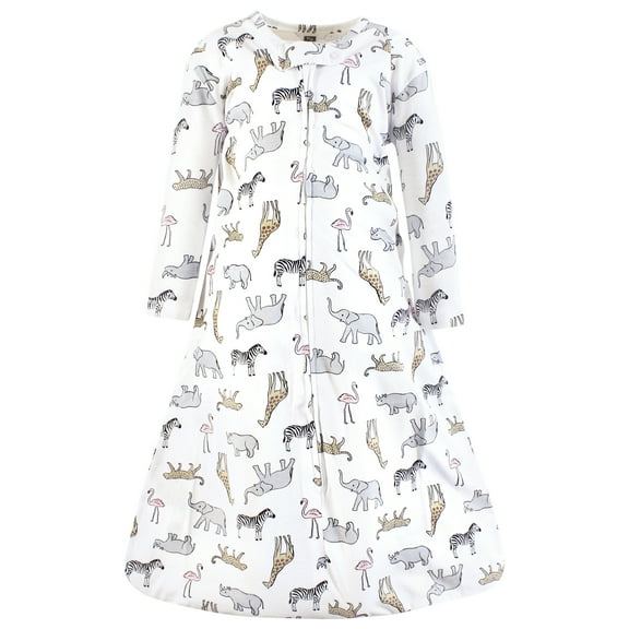 Hudson Baby Infant Girl Long Sleeve Cotton Jersey Sleeping Bag, Modern Pink Safari, 0-6 Months