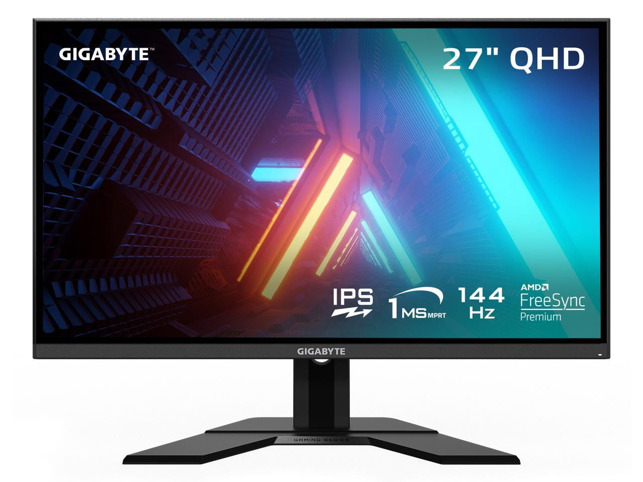 GIGABYTE - G27Q - 27" IPS Gaming Monitor - QHD 2560x1440 - 144Hz - 1ms MPRT - AMD FreeSync Premium - HDMI, DP, USB-A - Height Adjustable - Black