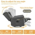 thumbnail image 3 of Power Swivel Rocking Glider Recliner Chair, Electric Nursery Reclining Sofa Chair with Heat and Massage, Wingback Tufted Upholstered Recliner for Living Room, USB and Type-C Ports, Grey, 3 of 9
