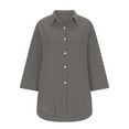 thumbnail image 6 of XuJwPNcy Oversized Button down Shirts for Women Fall Cotton Linen Tops 3/4 Sleeve Loose Flowy T Shirts, 6 of 6