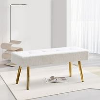 NORDICANA Modern Entryway Bench Teddy Velvet Upholstered End of Bed Bench Tufted Ottoman Bench Dining Bench with Thick Cushion Seated for Living Room, Bedroom