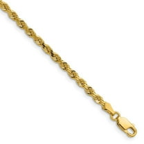 14k Yellow Gold Solid 3mm D Cut Rope Lobster Clasp Chain Necklace 24 Inch Lobster Claw - Chain Necklace for Women and Me