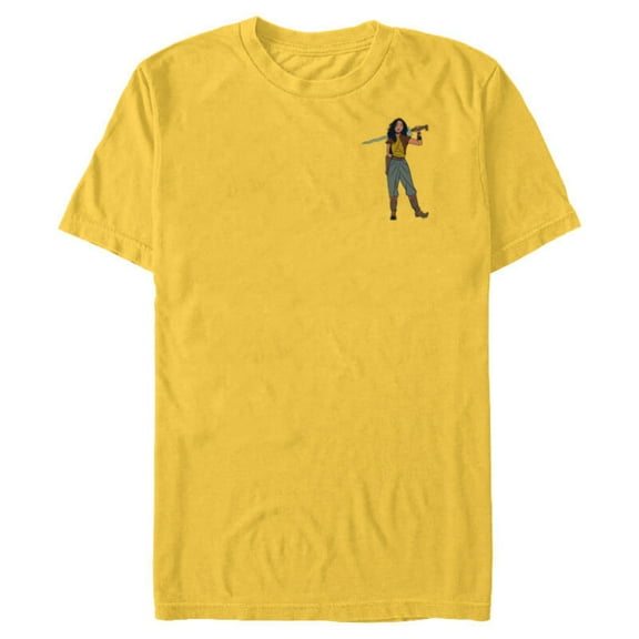 Disney Princess Raya Small Pose - Short Sleeve Blended T-Shirt for Adults - Customized-Yellow