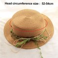 thumbnail image 2 of Sombrero de paja de ratán para niños con circunferencia de 52-54 cm, sombrero de verano, parasol para exteriores, sombrero de playa, protector solar, sombrero de copa plana, sombrero para, 2 of 5