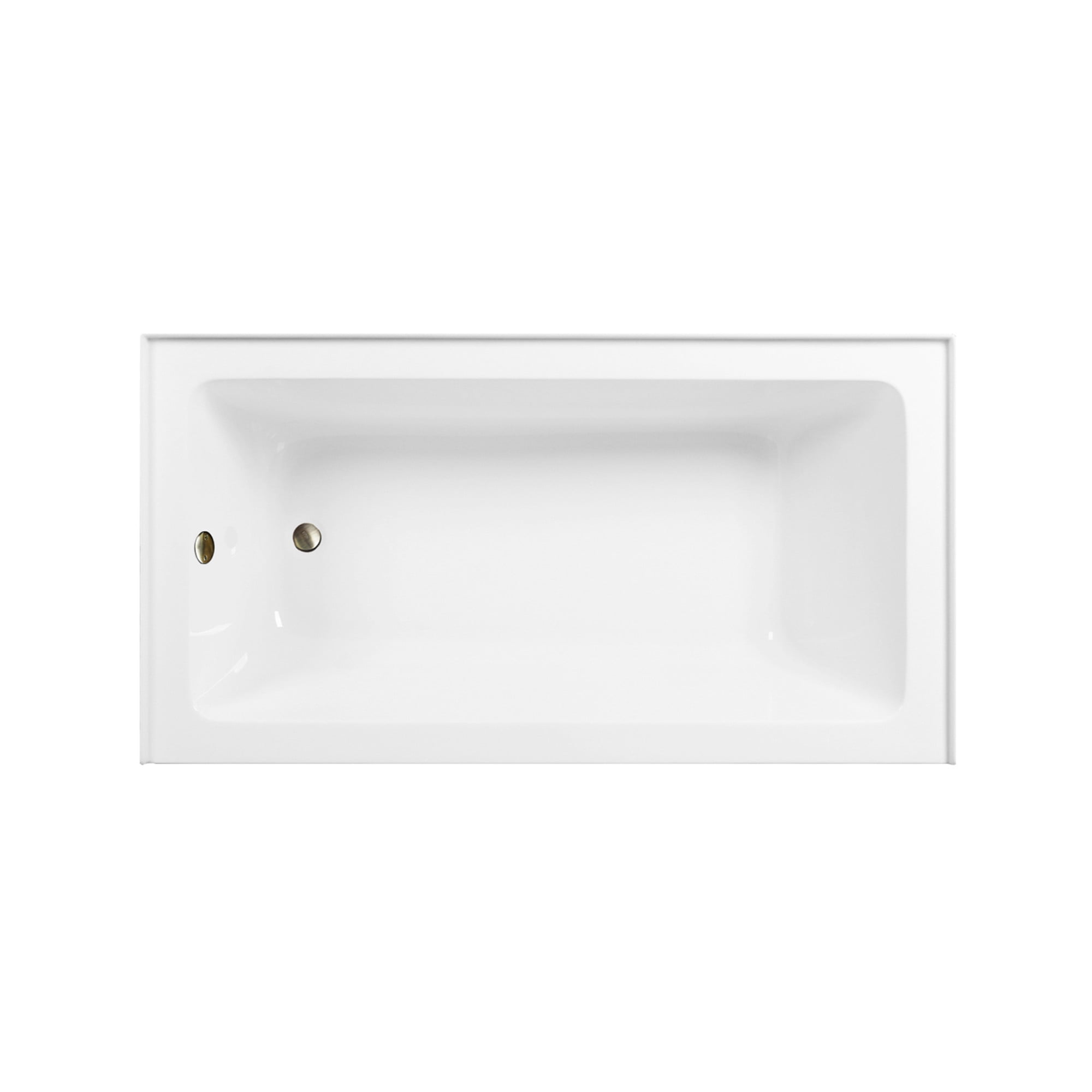 Aqua Eden CVTAP603222L3 60" Acrylic Rectangular 3-Wall Alcove Tub, Left Hand Drain, Glossy White/Antique Brass