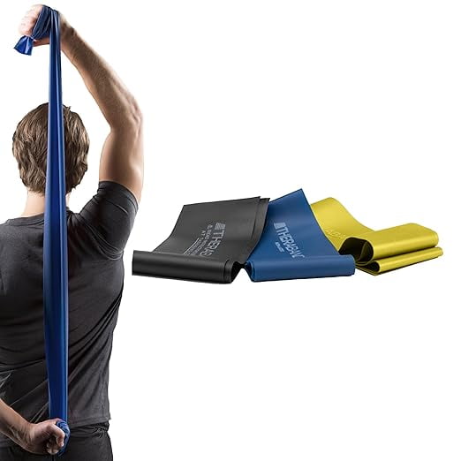TheraBand Professional Pre-Cut Non-Latex Resistance Band 5' Yellow, Blue & Black