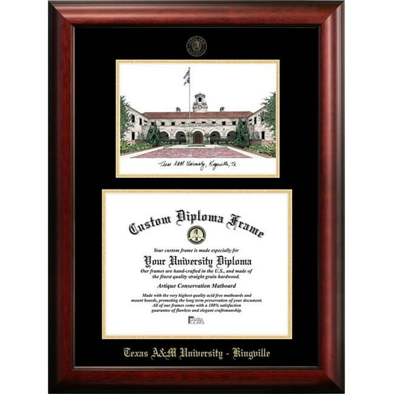 Campus Images TX982LGED-1411 11 x 14 in. Texas A&M Kingsville University Gold Embossed Diploma Satin Mahogany Frame with Lithograph